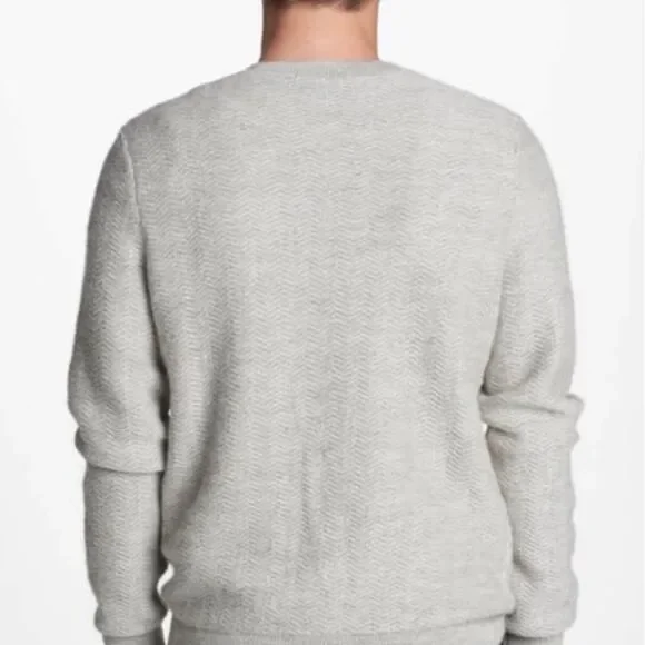 Vince Alpaca Wool V-Neck Herringbone‎ Mens Sweater L